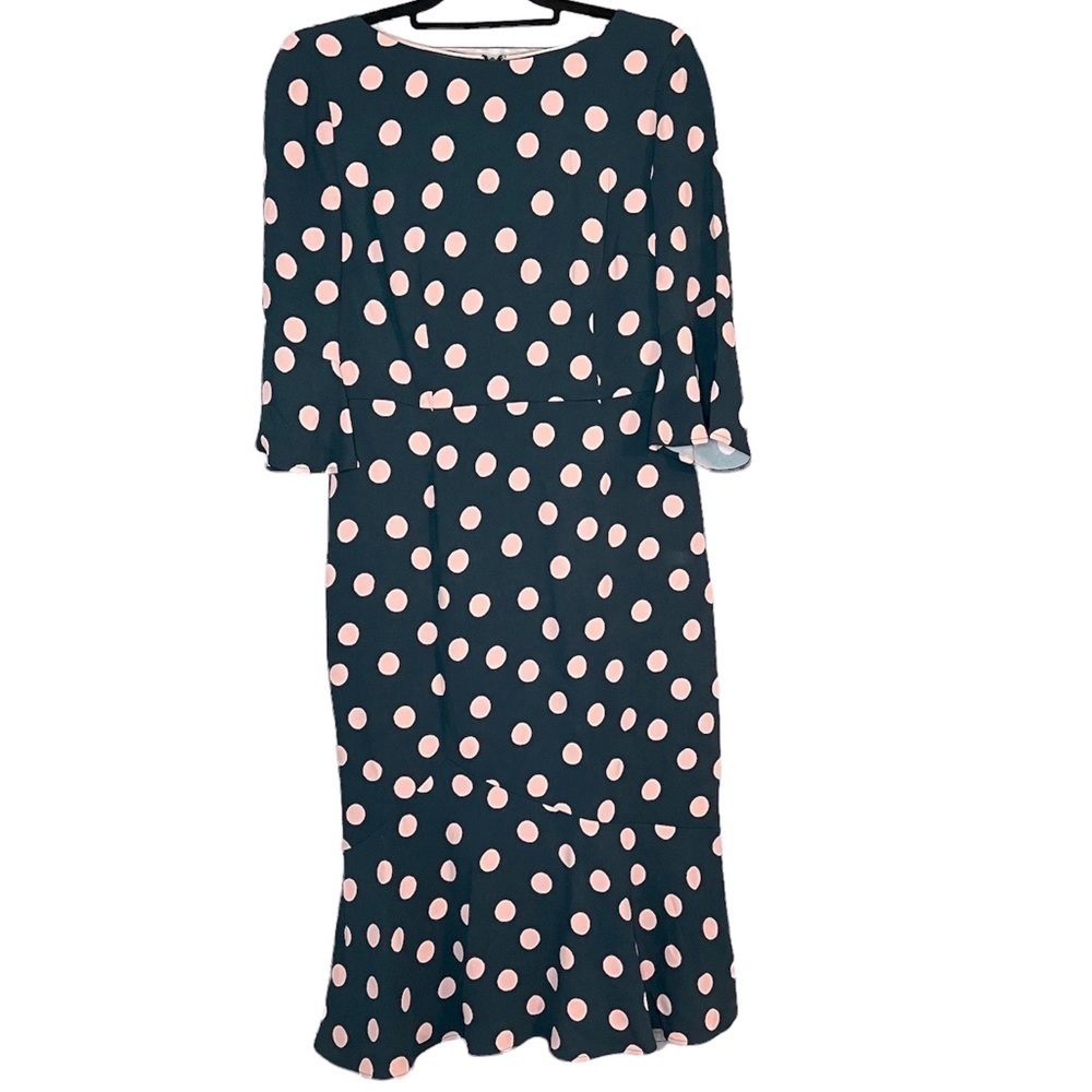 Boden Ruffle Hem Polka Dot Midi Dress